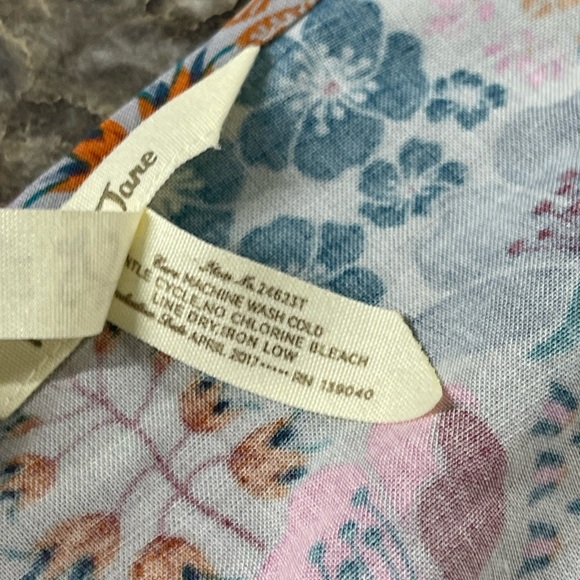 Matilda Jane women’s sz L Floral Peasant Blouse Lace Trim Tassel Tie - Picture 10 of 10